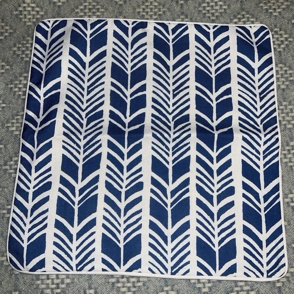 Annie Selke Chevron Stripe Decorative Pillow Cover Indoor Outdoor Blue White